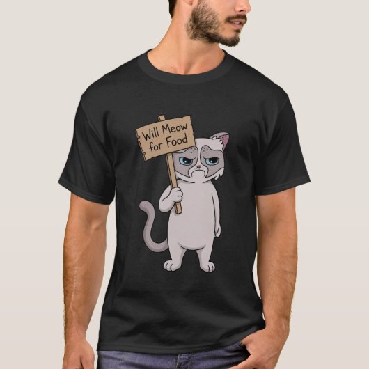 グリンピーキャット - 食べ物が欲しいと鳴きます Tシャツ (正面)