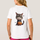 グリンピーパンプキン魔女猫のハロウィンテーマ 🎃 Tシャツ (裏面)