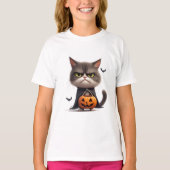 グリンピーパンプキン魔女猫のハロウィンテーマ 🎃 Tシャツ (正面)