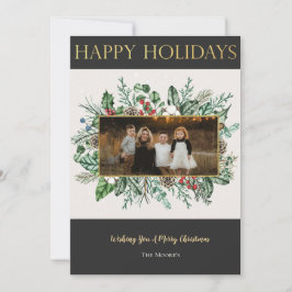 グリーエレガントナリークリスマスカード 招待状