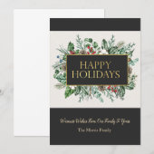 グリーエレガントナリークリスマスカード  招待状 (正面/裏面)