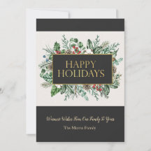 グリーエレガントナリークリスマスカード 