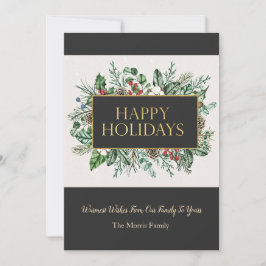 グリーエレガントナリークリスマスカード  招待状