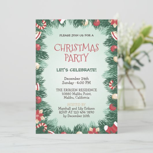 グリーエレガントンクリスマスホリデーパーティー|招待状 招待状 (スタンド正面)