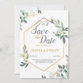 グリーエレガントン葉結婚式招待状テンプレート 招待状 (正面)