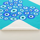 グリークアイラブハートブルーとホワイト シェルパブランケット (3/4)