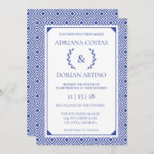 グリークエレガンス結婚式招待状ブルー 招待状 (正面/裏面)