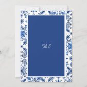 グリークブルーとホワイトブライダルシャワー 招待状 (裏面)