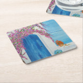 グリークブルードア スクエアペーパーコースター (アングル)