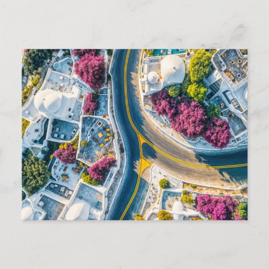 グリークマウンテンヴィレッジ通りウィズブーゲンビリア シーズンポストカード (正面)