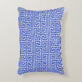 グリークメアンダー鍵スクエアHパターンブルー アクセントクッション (正面(垂直))