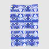 グリークメアンダー鍵スクエアHパターンブルー ゴルフタオル (正面)