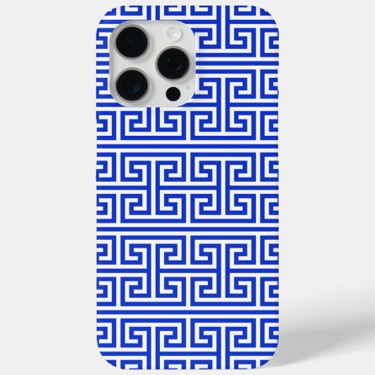 グリークメアンダー鍵スクエアHパターンブルー Case-Mate iPhoneケース (裏面)