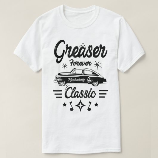 グリーザーロカビリクラシックカー デザイン Tシャツ (デザイン正面)