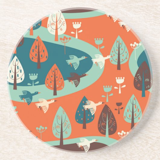 グリースフォレスト：ヴィンテージ自然シーン コースター (正面)