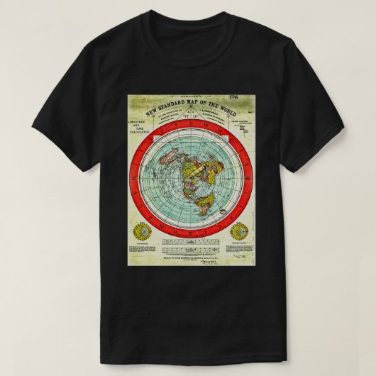 グリーソン1892フラットアース地図フラットアース研究 Tシャツ (デザイン正面)