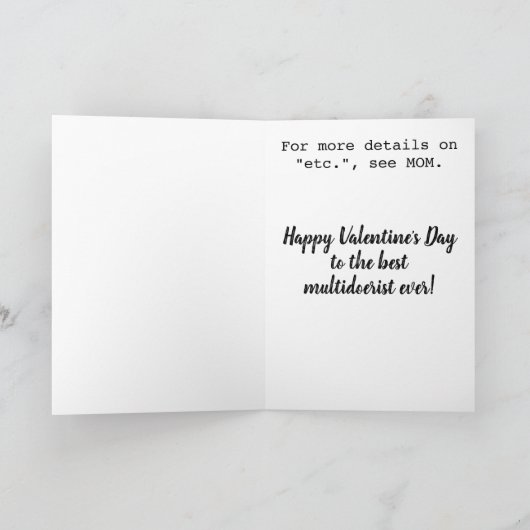 グリーティンおもしろいグカードバレンタインデー カード (内部)