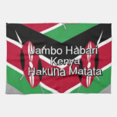 グリーティングと美しい美しいケニア国旗のキューブ キッチンタオル (横)