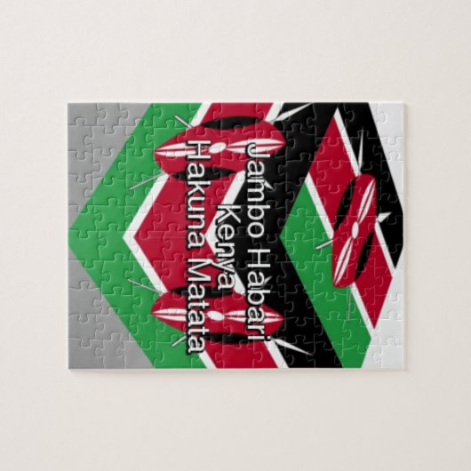 グリーティングと美しい美しいケニア国旗のキューブ ジグソーパズル (横)