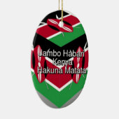グリーティングと美しい美しいケニア国旗のキューブ セラミックオーナメント (右)