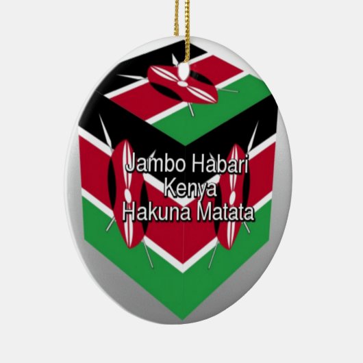 グリーティングと美しい美しいケニア国旗のキューブ セラミックオーナメント (右)