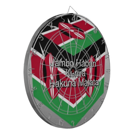 グリーティングと美しい美しいケニア国旗のキューブ ダーツボード (正面左)