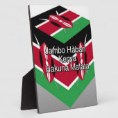 グリーティングと美しい美しいケニア国旗のキューブ フォトプラーク (側面)