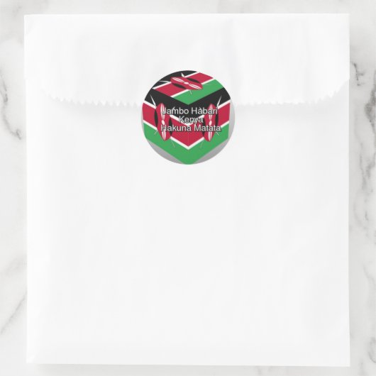 グリーティングと美しい美しいケニア国旗のキューブ ラウンドシール (バッグ)