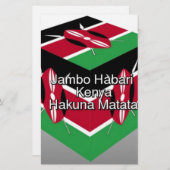 グリーティングと美しい美しいケニア国旗のキューブ 便箋 (正面/裏面)