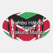 グリーティングと美しい美しいケニア国旗のキューブ 楕円形シール (正面)