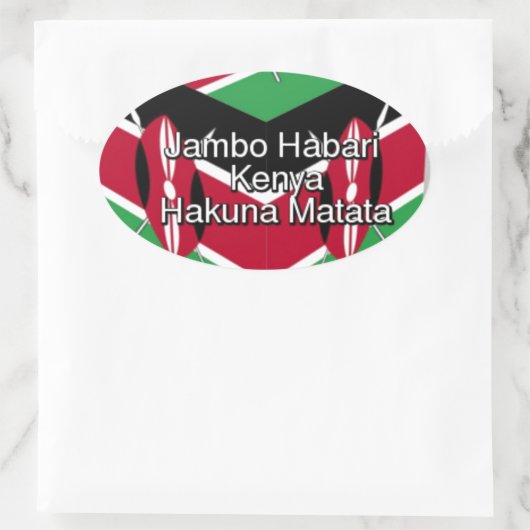 グリーティングと美しい美しいケニア国旗のキューブ 楕円形シール (バッグ)