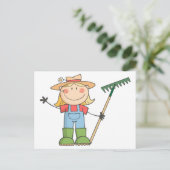 グリーティングを振る園芸の少女 ポストカード (スタンド正面)