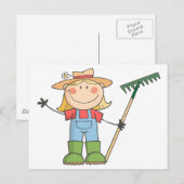 グリーティングを振る園芸の少女 ポストカード (正面/裏面)