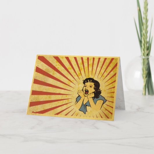 グリーティングカークールドとヴィンテージガールスケッチ カード (正面)