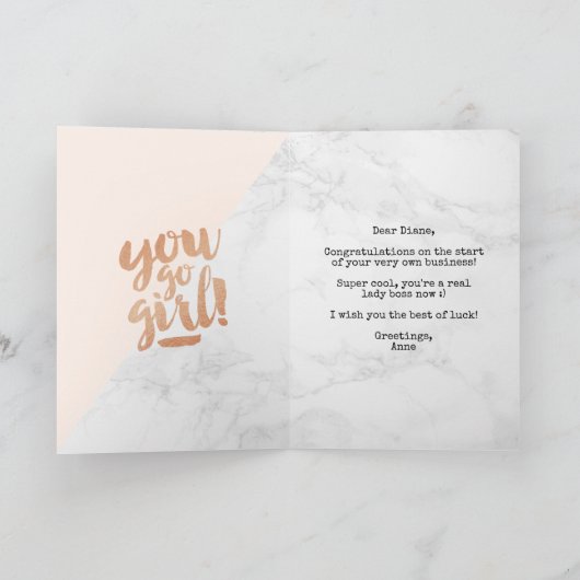 グリーティングカードおめでとうございます。会社の新しい仕事 カード (内部)