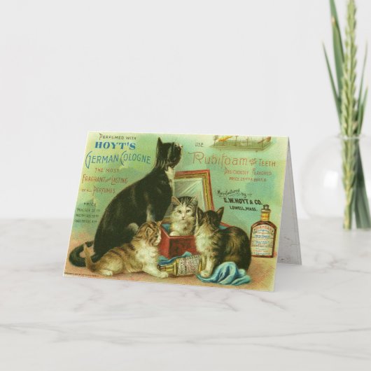 グリーティングカードと子猫ヴィンテージイラストレーション カード (正面)