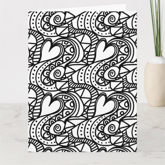 グリーティングカードにハートの色を付ける カード (正面)