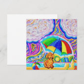 グリーティングカードにビーチする犬 招待状 (正面/裏面)