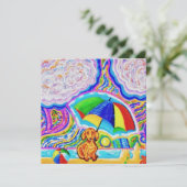 グリーティングカードにビーチする犬 招待状 (スタンド正面)