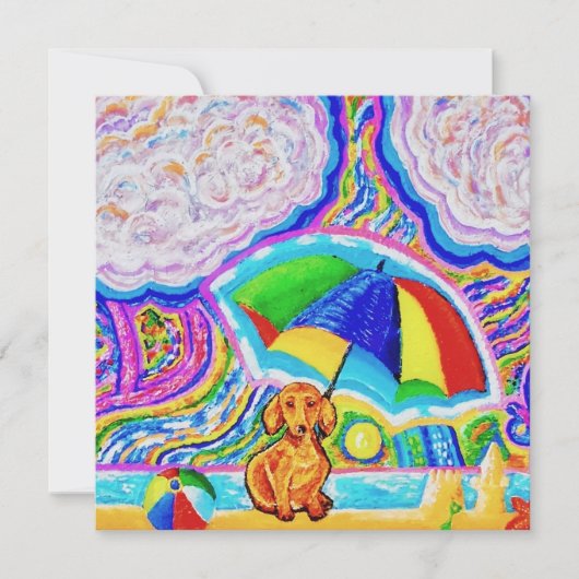 グリーティングカードにビーチする犬 招待状 (正面)