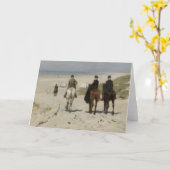 グリーティングカードに乗ってビーチに向かう カード (黄色い花)