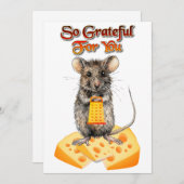 グリーティングカードに感謝する可愛いマウス シーズンカード (正面/裏面)