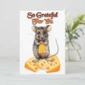 グリーティングカードに感謝する可愛いマウス シーズンカード (スタンド正面)