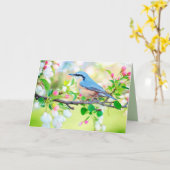 グリーティングカードに春した鳥 カード (黄色い花)