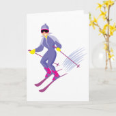 グリーティングカードのスキー カード (黄色い花)