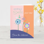 グリーティングカードのスマイルを送信する カード (黄色い花)