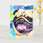 グリーティングカードのパグ カード (黄色い花)