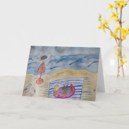 グリーティングカードのビーチ上のカモメ カード