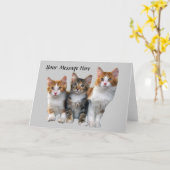 グリーティングカードの外に猫を出す カード (黄色い花)