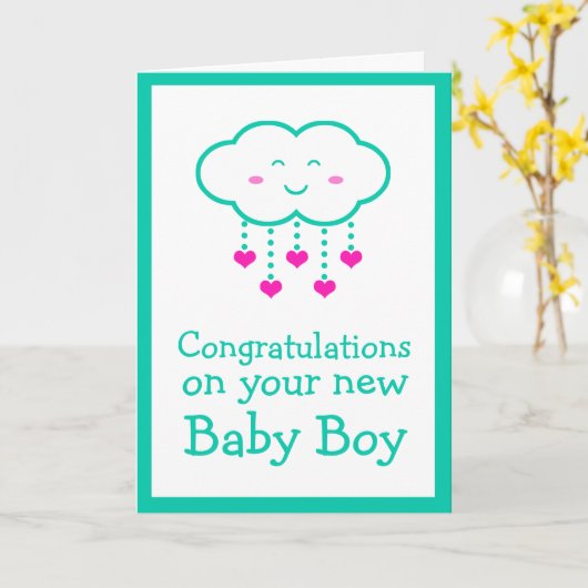 グリーティングカードの男の赤ちゃんおめでとう カード (黄色い花)